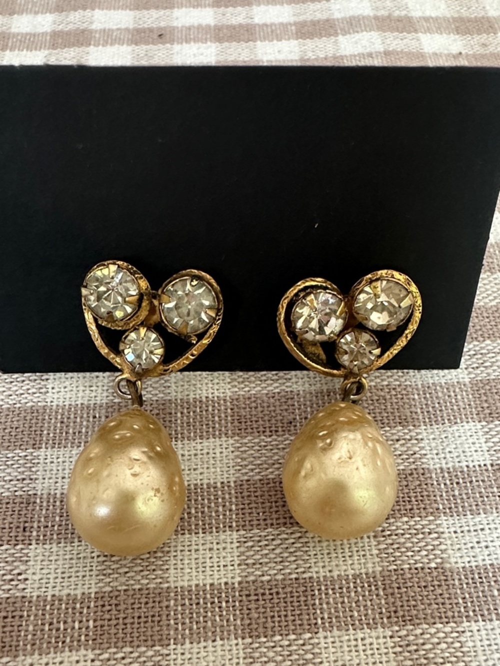 Freirich Gold Heart Drop clip Earrings with Crystal Accents